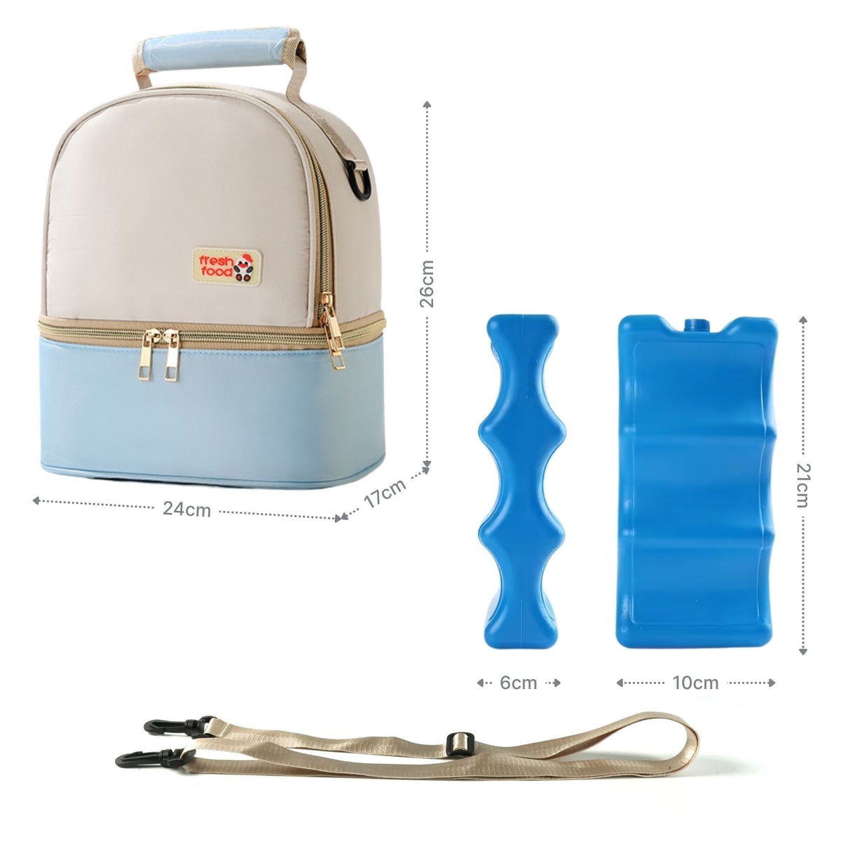 3er-Set Milchkühltasche mit Kühlakkus Rucksack Kühlpacks Tragetasche