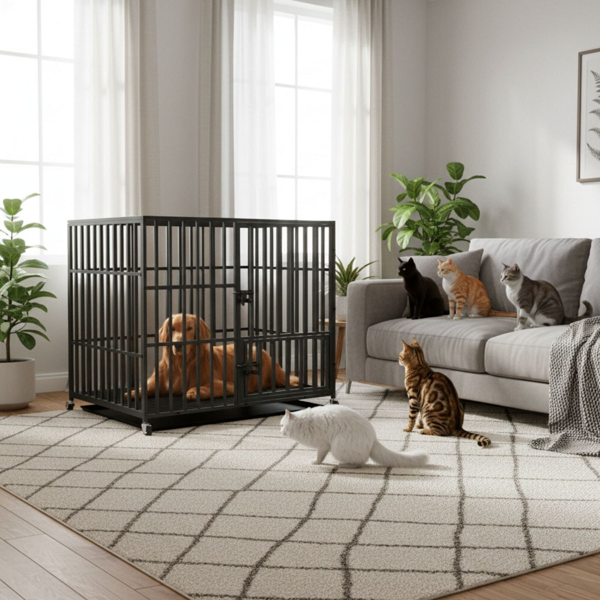Hundekäfig Grösse XL Metallkäfig Hundebox Haustierkäfig Indoor-Käfig