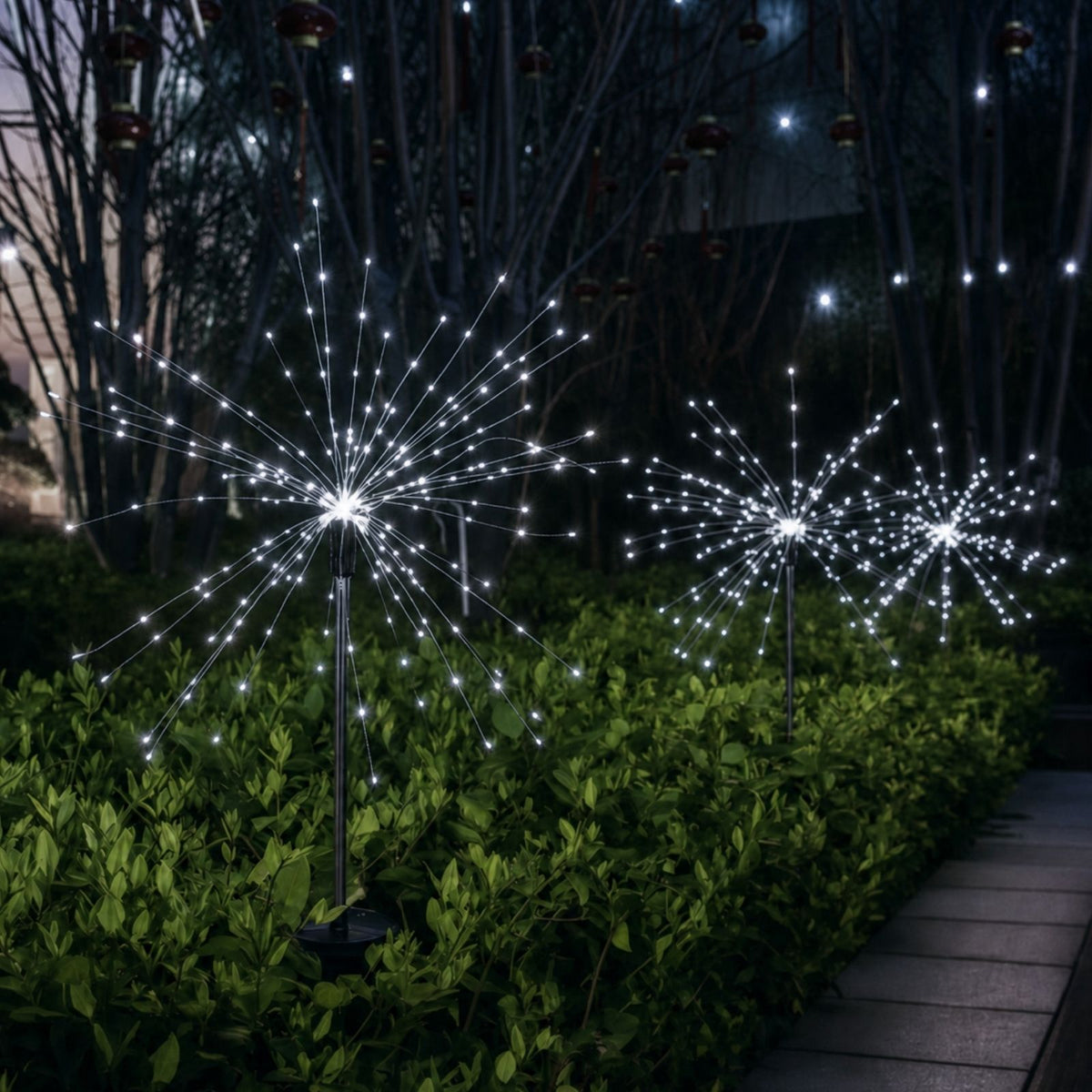 2er-Set LED Solar-Gartenleuchten Feuerwerksleuchten Dekoleuchten