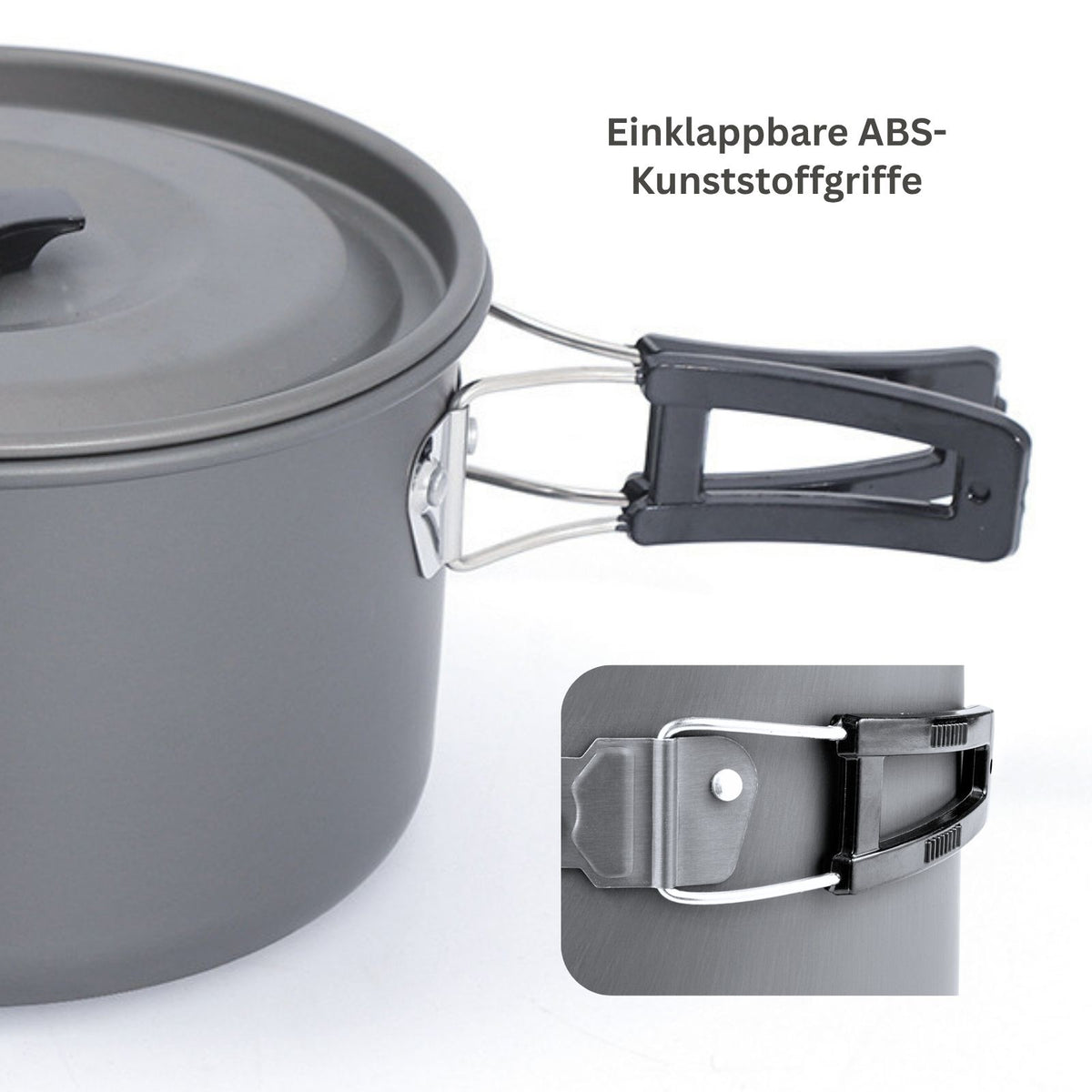 4-tlg. Campinggeschirr Outdoor-Kochgeschirr-Set Kochtopf Bratpfanne