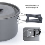 4-tlg. Campinggeschirr Outdoor-Kochgeschirr-Set Kochtopf Bratpfanne