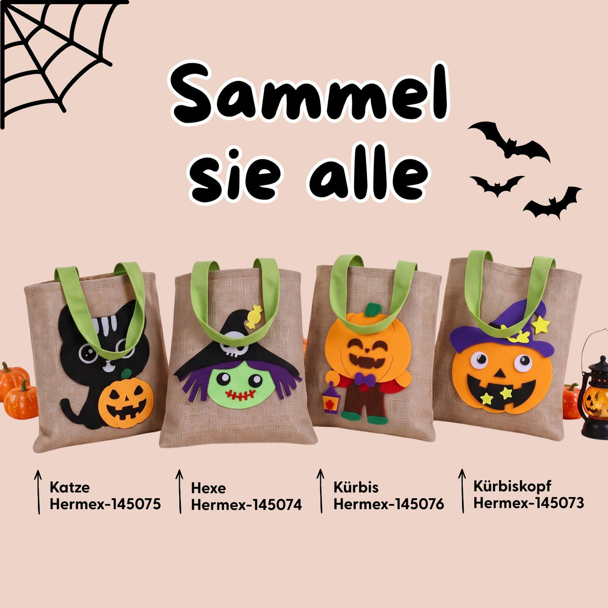 Halloween-Süssigkeitentasche Leinenbeutel Trick-or-Treat-Tasche Beutel