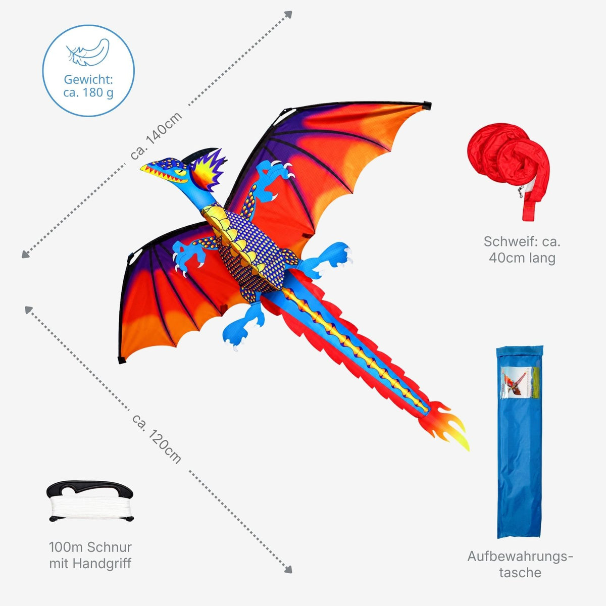 3D-Flugdrachen Einleiner-Drachen Kinderdrachen Kite Outdoor-Drachen