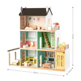 21-tlg. Holz-Puppenhaus mit Zubehör Spielhaus Kinderspielzeug Haus