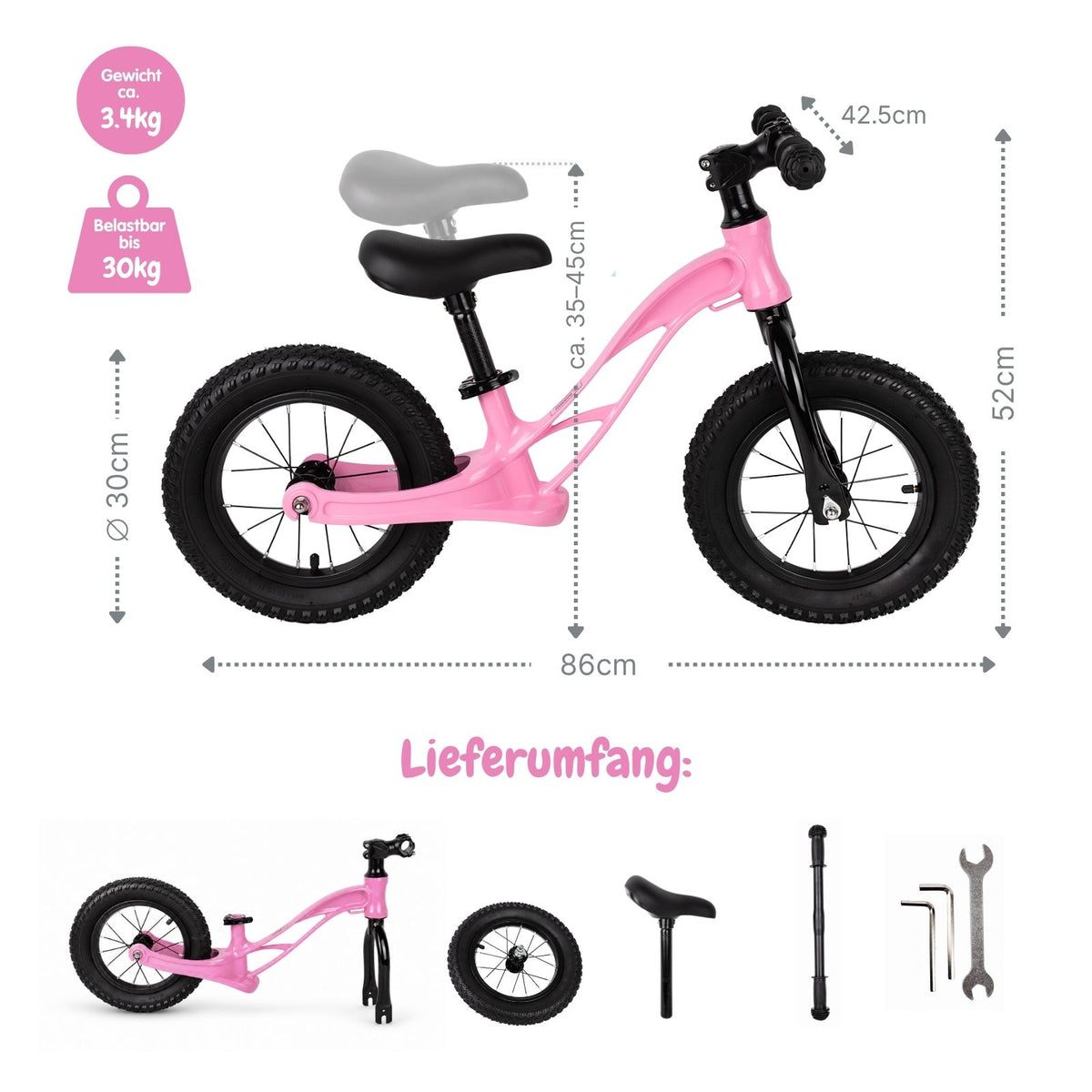 Laufrad Laufvelo Balance Bike Lauflernrad Kinderfahrrad ohne Pedale