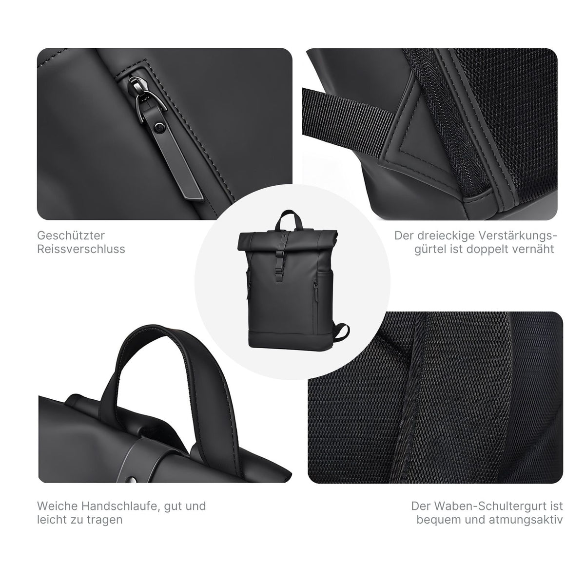 Roll-Top-Rucksack Laptop-Rucksack Roll-Up-Rucksack Roll-Top-Backpack