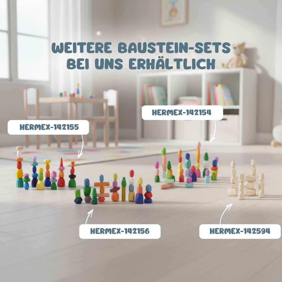 40-tlg. Set Bausteine zum Stapeln Stapelsteine Holz-Balanciersteine