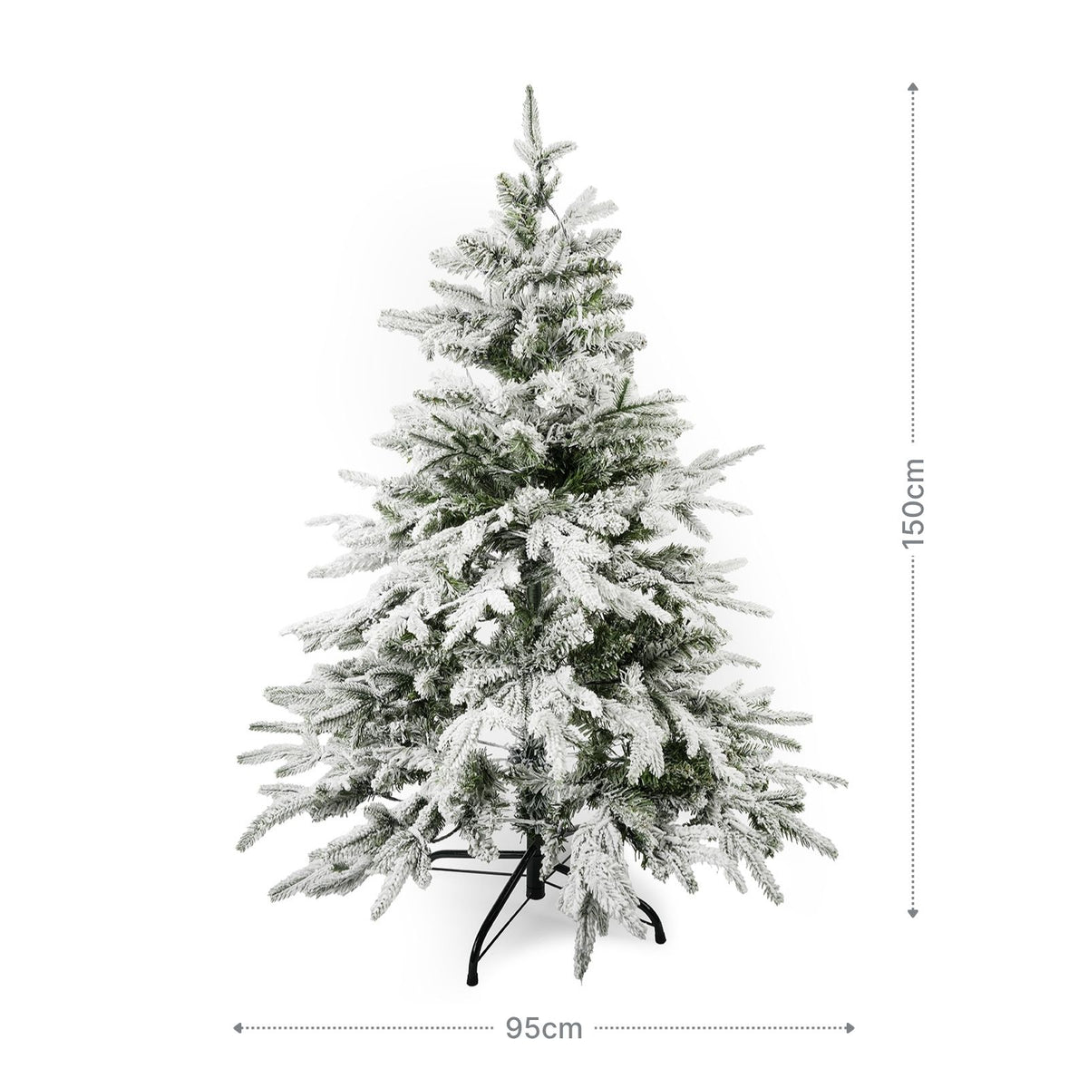 Weihnachtsbaum 150cm mit Schnee und LED Christbaum Tanne Kunsttanne