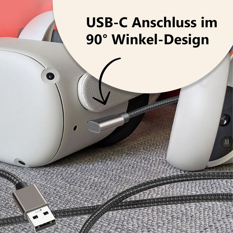 Kabel für VR Brille 5m Datenkabel für Oculus Quest 1 + 2 VR Headset